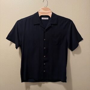 Men’s Large Tommy Bahama 100% Silk Embroidered Black Fire Dept. Cigars Shirt